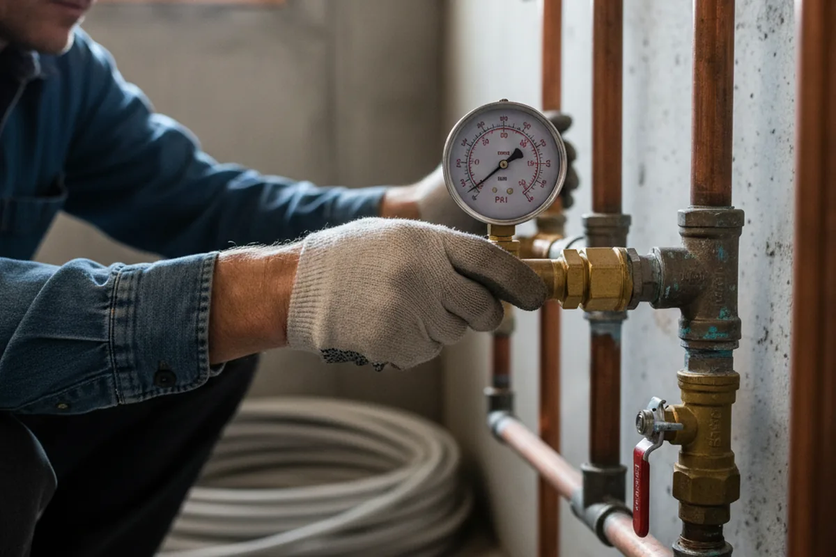 Pressure testing a repaired line during Water Line Repair in Cape Fair
